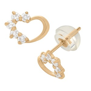 Junior Jewels 14K Yellow Gold Children's Cubic Zirconia Heart Earrings - 1 of 2