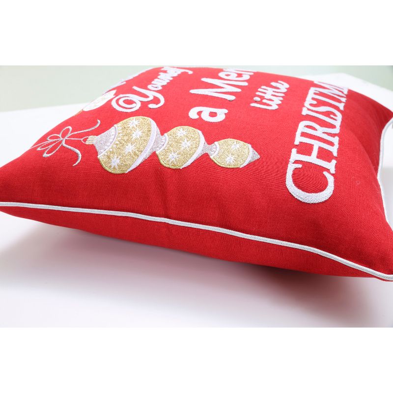 18&#34;x18&#34; Merry Little Christmas Square Throw Pillow Red - Pillow Perfect, 4 of 7