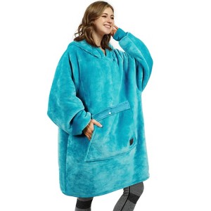 Catalonia Women's Oversized Flannel Blanket Hoodie - Cozy Wearable Plush Fleece Pullover, Soft Lounge Sweatshirt for Home, Camping, Outdoor Comfort - 1 of 4