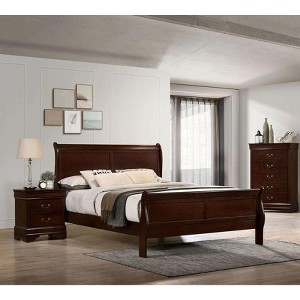 Sapphtopaz Bed Frame Solidwood Bed Frame with Headboard Sleigh Bed Bedroom Furniture - 1 of 4