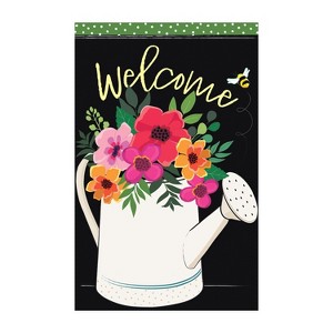 Watering Can Welcome Burlap Garden Flag - 1 of 4