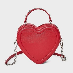 Girls' Valentine's Day Studded Heart Shaped Crossbody Bag - art class™ Red - 1 of 4
