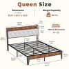 FURNIinspire Beds Modern Queen Size Bed Frame Iron Platform Bed with Soft-Padded Headboard, Storage, Bedroom Furniture, Brown, 85.5"*60.4"*40.6" - 3 of 4