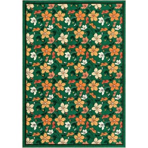 Washable Boho Floral Runner, Non-Slip, Low Pile, Soft Throw Rug for Entryway, Kitchen, Front Door, Kids Room, Indoor Mat. - 1 of 4