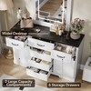 47.2" Farmhouse Buffet Cabinet, Sideboard Cabinet with 6 Drawers, White Coffee Bar with Sliding Barn Doors for Dinning Room, Kitchen, Living Room - 4 of 4