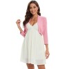 Women's short-sleeved fitted cardigan - three-quarter sleeves, buttoned front, cardigan, suitable for casual layering use - 2 of 4