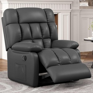 CAVINAS Upholstered PU Sofa Chair with Side Pocket,Ergonomic Adjustable Single Sofa Chairs with Footrest,Recliner Couch for Living Room - 1 of 4
