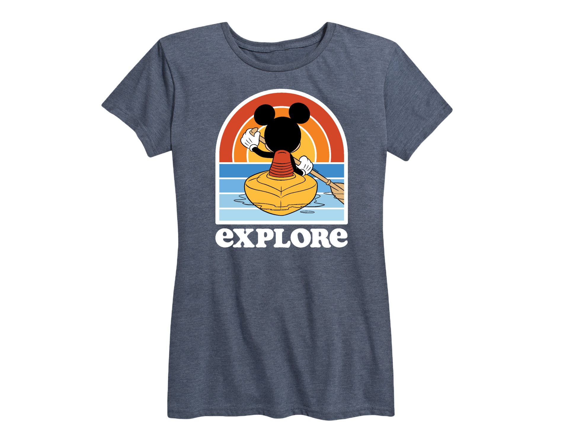 Women's Disney Mickey Kayak Explore Short Sleeve Graphic T-Shirt - Heather Blue - 3X