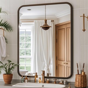 Square Bathroom Mirror for Over Sink, Modern Metal Frame Shatterproof Wall Mirror - 1 of 4