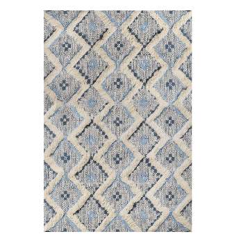 Hand-Tufted Printed Diamond Geometric Cotton-Wool Blend Indoor Area Rug by Blue Nile Mills
