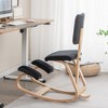 Costway Ergonomic Kneeling Chair Upright Posture Velvet Support Chair with Backrest Black\Grey - 3 of 4