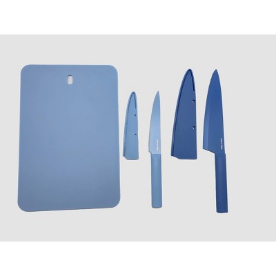 3pc Cutlery Knives and Cutting Board Set Blue - Room Essentials™