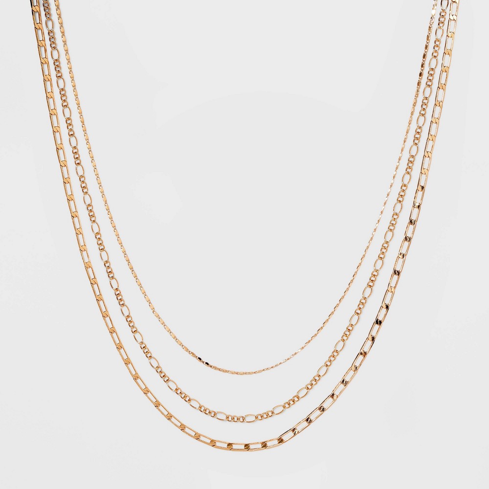 Multi-Strand Link Chain Necklace - A New Day™ Gold: Nickel-Free Metal, Lobster Claw Clasp, 18" Length