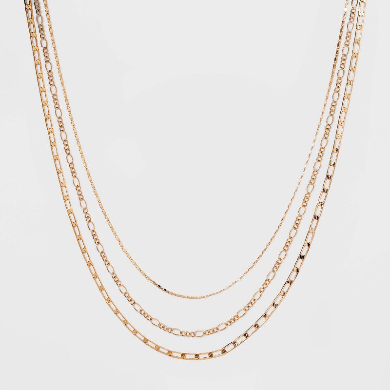 Multi-Strand Link Chain Necklace - A New Day™ Gold: Nickel-Free Metal, Lobster Claw Clasp, 18" Length