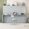 Full/Queen Size Murphy Bed Wall Bed with Hydraulic Lift and Desk Design, White/Gray-ModernLuxe - 2 of 4