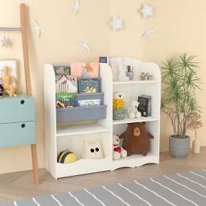 CAVINAS Bookcases for Living Room Kids Wooden Display Stand Bookshelf Toy Storage Organizer for Children's Room Bedroom Playroom - 1 of 4