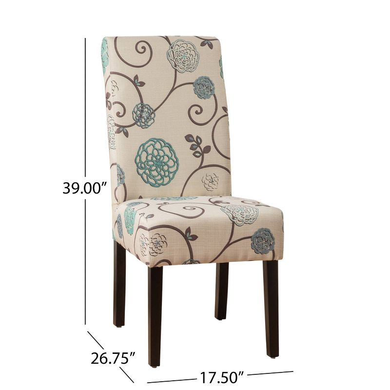 Set of 4 Pertica Contemporary Fabric Dining Chairs Light Beige with Blue Floral - Christopher Knight Home, 4 of 11