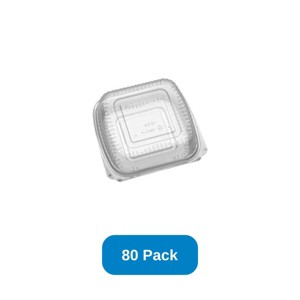 StalkMarket 8" x 8" x 3" Clamshell Container Clear PLA - Pack of 80 - 1 of 2