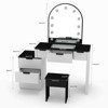 AEELLEEA Makeup Vanity Desk with Mirror Lights Glass Tabletop Vanity Table Modern Makeup Desk with Drawers for Bedroom  US Plug - 3 of 4