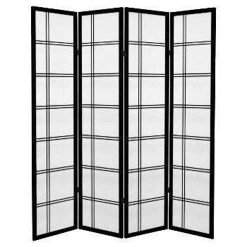 6 ft. Tall Canvas Double Cross Room Divider - Black (4 Panels)