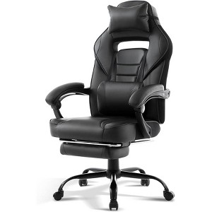 Coucheta Gaming Chair with Massage Lumbar Support Collection - Height Adjustable Footrest, Swivel Seat & Headrest, Multiple Color Options - 1 of 4