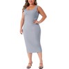 Women's Plus Size Sleeveless Wide Shoulder Straps Back Split Square Neck Beach Casual Bodycon Midi Dresses - Agnes Orinda - 2 of 4