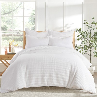Bright White Cotton Waffle Weave Euro Sham Set