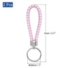 Unique Bargains Braided PU Leather Car Wallet Keychain with Stainless Steel Key Rings 2 Pcs - 2 of 3