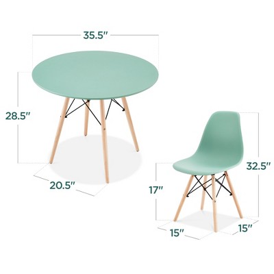 Light Green and Oak Mid-Century Modern 5-Piece Dining Set
