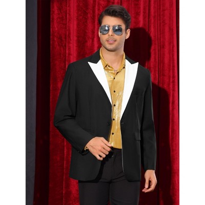 Мужские куртки INSPIRE CHIC Men's Classic Peak Lapel Single Breasted Business Suit Jackets Black X-Large — фото 2