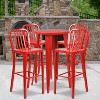 Emma and Oliver Commercial 24" Round Metal Indoor-Outdoor Bar Table Set & 4 Slat Back Stools - 2 of 4