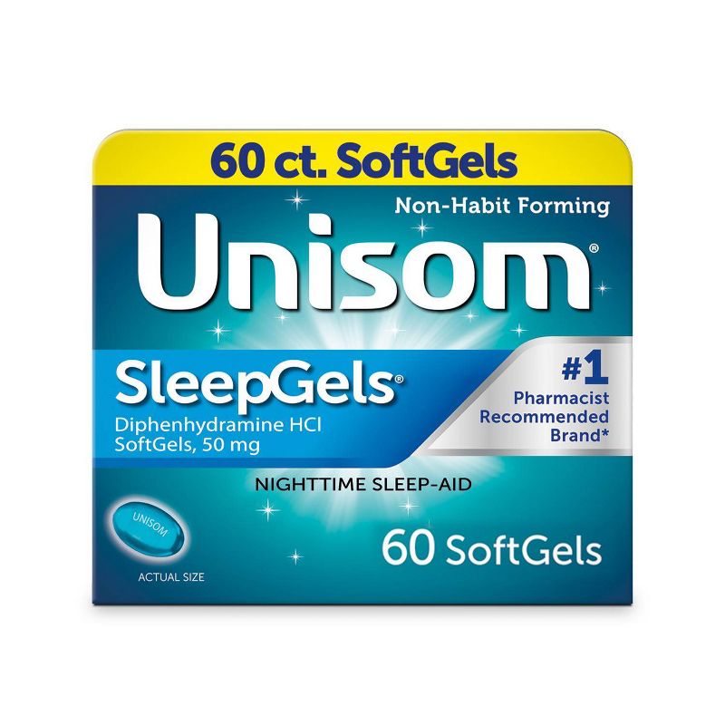Unisom SleepGels Nighttime Sleep-Aid SoftGels - Diphenhydramine HCl - 60ct, 1 of 9
