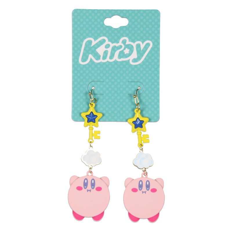 Kirby Dangle Earrings Cloud Key And Character Jewelry Fashion Earrings 1 Pair Pink, 3 of 4