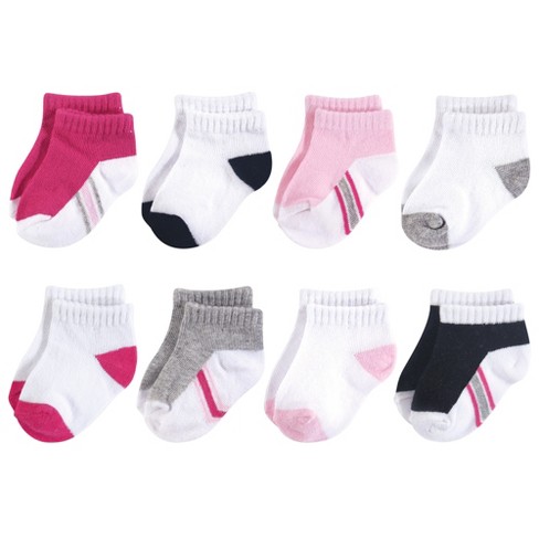 Hudson Baby Infant Girl Cotton Rich Newborn And Terry Socks, White Pink ...