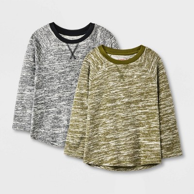Toddler Boys' 2pk Sweater Knit Long Sleeve T-Shirt - Cat & Jack™ Olive Green/Charcoal Gray 12M