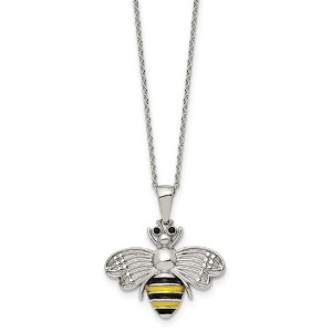 Chisel Stainless Steel and Enameled with Preciosa Crystal Bee Pendant on a 17.75" Cable Chain Necklace with 2" Ext. - 1 of 3