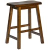 Legacy Decor Set of 2 Distressed Saddleback Wooden Stools - 4 of 4