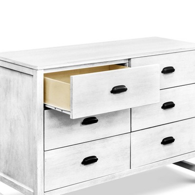 Cottage White Farmhouse Double Dresser with 6 Drawers