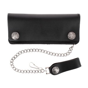 CTM Men's Made in USA Leather Chain Wallet Buffalo Nickel Snaps