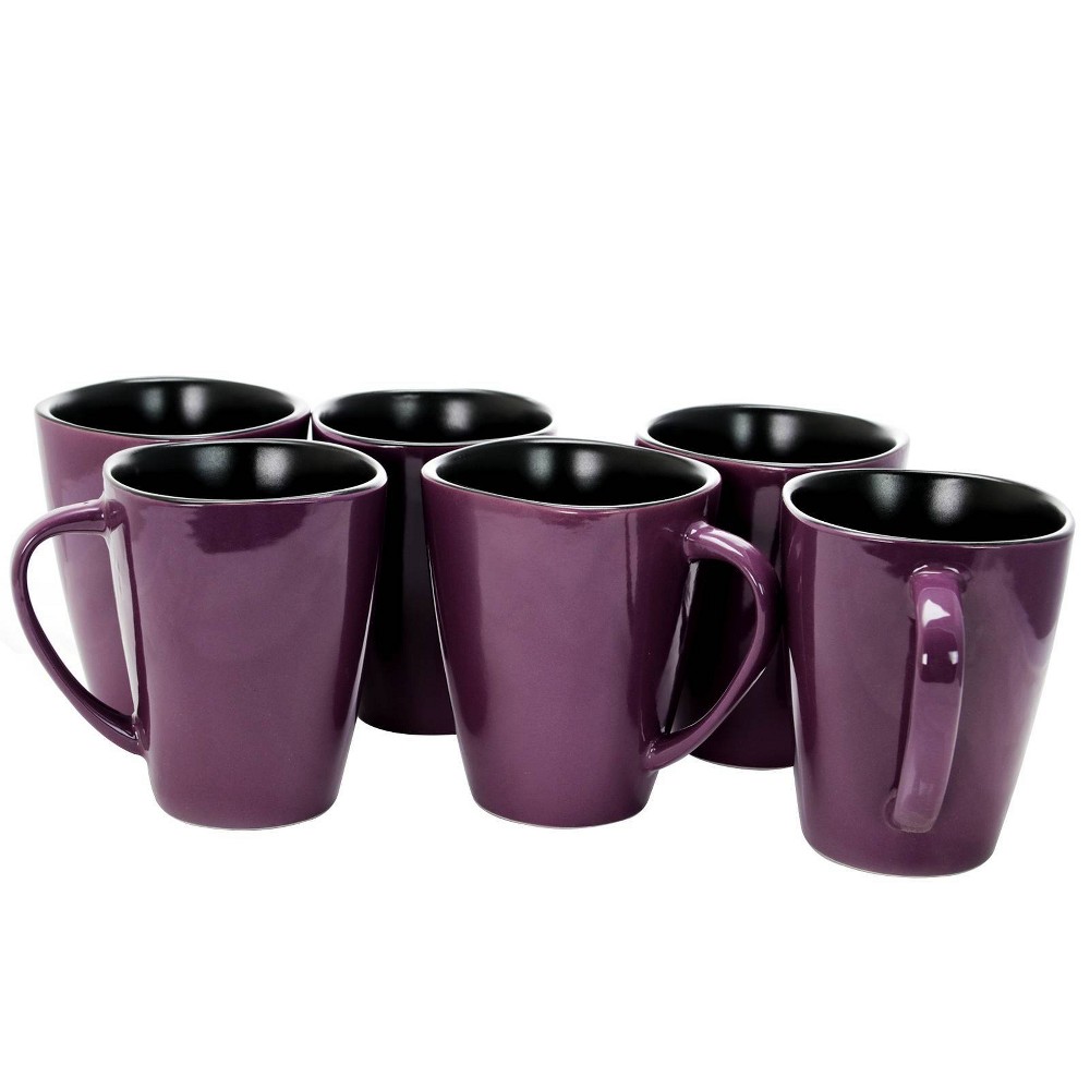 Photos - Glass 14oz 6pk Berry Heart Coffee Mugs Purple - Elama
