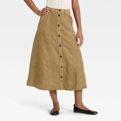 Women's Faux Suede Midi A-Line Skirt - Universal Thread™