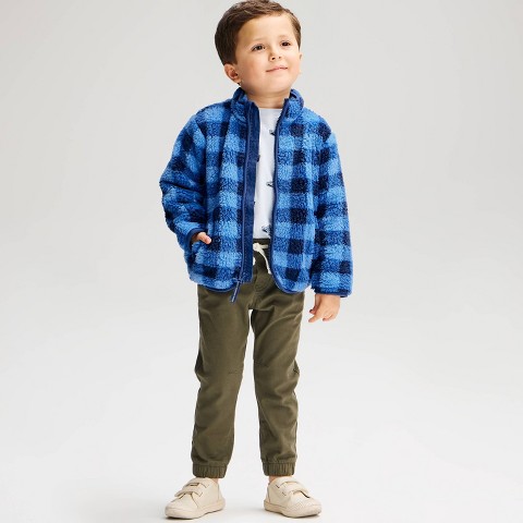 Детские куртки Cat & Jack Toddler Boys' Plaid Printed Fleece Jacket - Cat & Jack™ Blue/Navy 2T