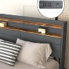 KTMBDW Bed Frame with Storage Headboard and 4 Drawers, Metal Bed Frame Platform with LED Light, Charging Station, Grey - 3 of 4