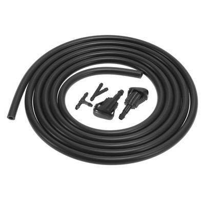Unique Bargains Front Windshield Washer Nozzle Sprayer Kit for Toyota Tacoma Camry with Hose Connector - Black Pack of 2