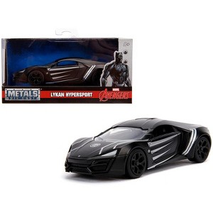 Lykan Hypersport Matt Black "Black Panther" Theme "Avengers" "Marvel" Series 1/32 Diecast Model Car by Jada - 1 of 4