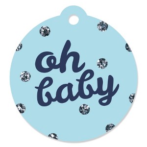 Big Dot of Happiness Hello Little One - Blue and Silver - Boy Baby Shower Favor Gift Tags (Set of 20) - 1 of 4