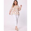 Agnes Orinda Women's Plus Size V Neck Babydoll 3/4 Lantern Sleeve Casual Floral Flowy Blouses - 3 of 4
