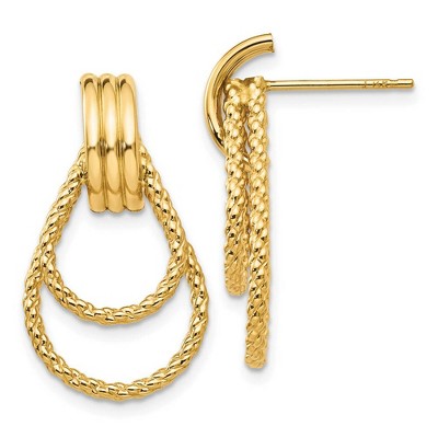 Black Bow Jewelry Twisted Double Teardrop Post Earrings in 14k Yellow Gold