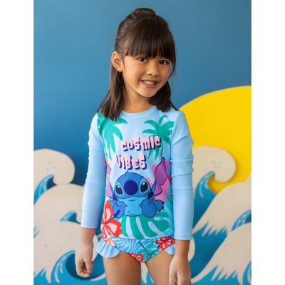 Stitch Disney Stitch Toddler Girls Kids Two Piece Long Sleeve Swimsuit Rashguard Swimwear Sets Bathing Suit (Blue, Kids: 10-11 Years) — фото 2