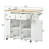 Rolling Kitchen Island Cart, Drop Leaf, Wine Rack, Rubberwood Top, Adjustable Storage and Lockable Wheels, Kitchen Cabinets - 3 of 4